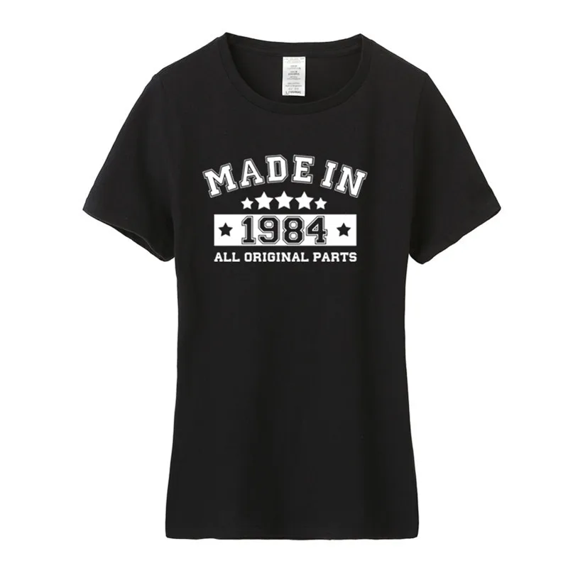 

Made In 1984 T Shirt Summer Women Cotton Short Sleeve 1984 Birthday Gift T-shirts Cool Girl Tshirt JL-135