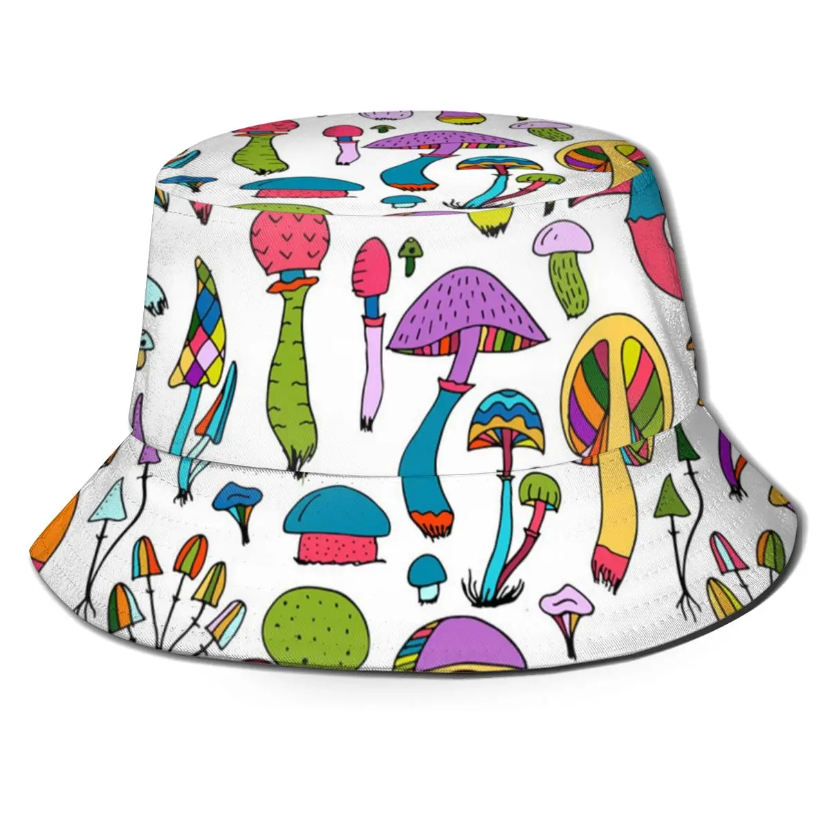 

NOISYDESIGNS Unisex Foldable Bucket Hat Mushrooms Prints Beach Sun Hat Street Headwear Fisherman Outdoor Cap Men and Woman