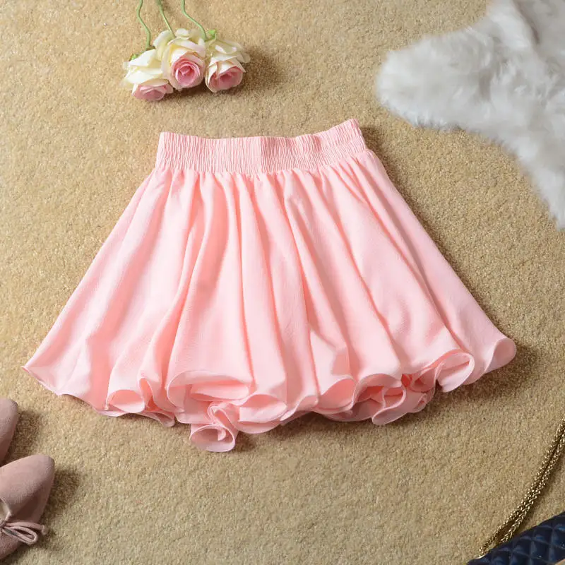 Chiffon Sexy Skirts Womens Clothing Casual Solid Spring Summer Pleated Skirt Jupe Femme Streetwear High Waist Mini Skirts Q4036