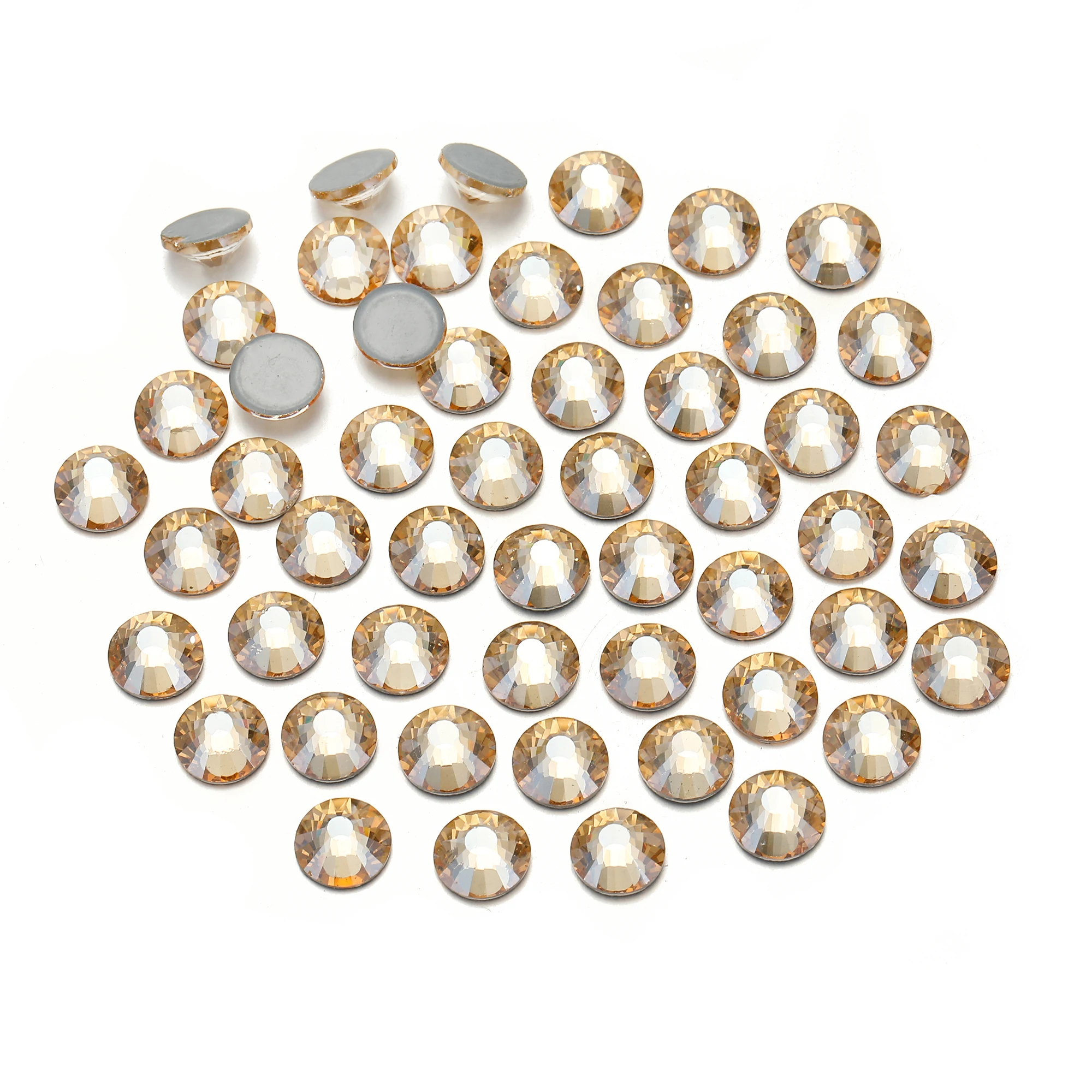 Goldene Schatten-Glitzersteine, Hotfix-Strass-Kristalle, Flache Rückseite für Stoffe, Kleidung, Hochzeitskleider, Kostüme – Detail 2