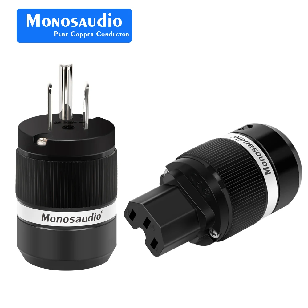 Monosaudio M100R/F100R reines Kupfer rhodiniert US AC Netzstecker American Powe & IEC Stecker für Audio DIY Netzstromkabel