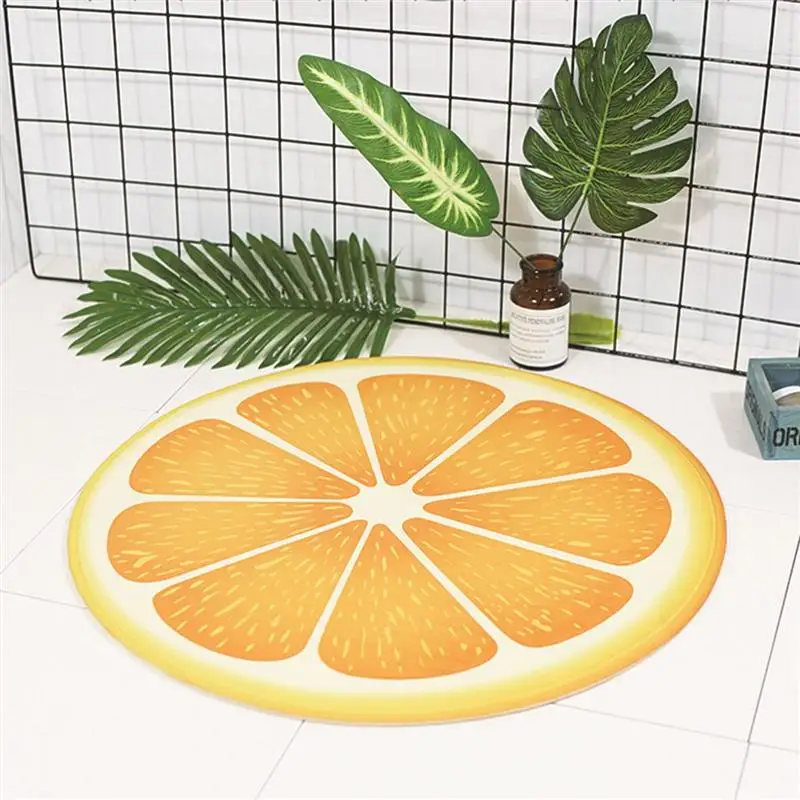 

3D Fruit Pattern Bathmat Non-slip Bath Floor Mat Rugs Bathroom Kitchen Water-absorbing Carpet (Orange)