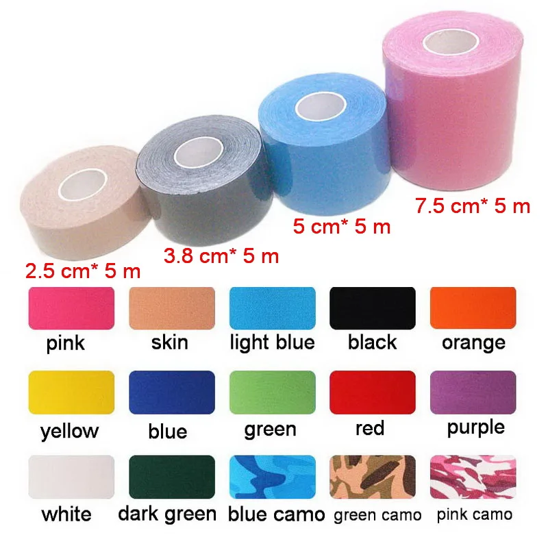 2.5/3.8/5/7.5 cm*5 m Cotton Self Adhesive Sport Tape Muscle Joint Physiotherapy Kinesiology Tape Elastic Bandage kinesiologico