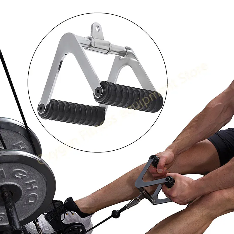 Home Gym Fitness V-grips For Lat Pulldown 360° Rotation Rowing Handles Non-slip V Shaped Bars Pulley Cable Machine Accessories