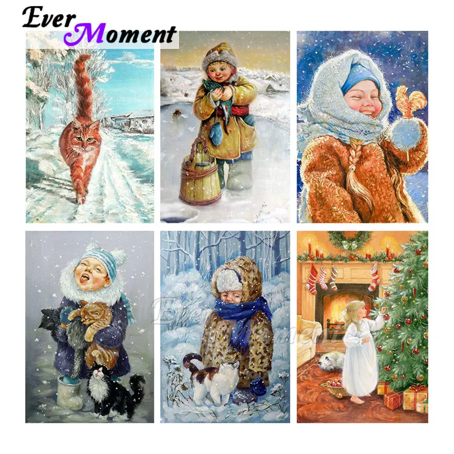 Ever Moment Diamond Painting DIY Full Square Round Stones Handmade Art Decoration Embroidery Winter Kids Mosaic Diamond ASF2282