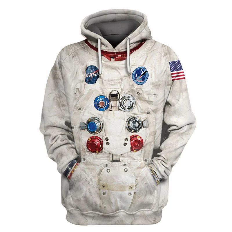 3D Print Armstrong Spacesuit bluzy mężczyźni/kobiety Casual astronauta Spacesuit bluzy Streetwear odzież płaszcze typu Oversized