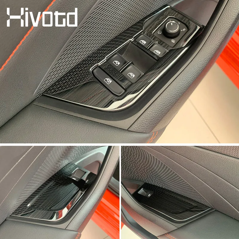 Car Door Window Lifter Switch Button Panel Cover Interior Decoration Frame Parts For Skoda Octavia Pro A8 2021 2022 Accessories