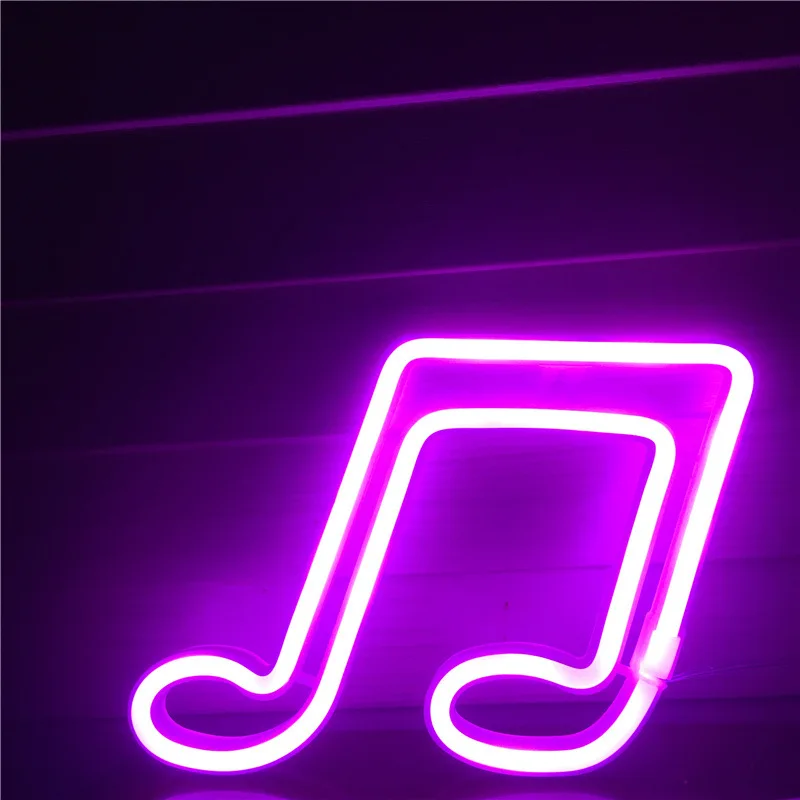 LED Neon Light Music Note Neon Lights Night Light Concert Wall Lamp For Bedroom Battery USB Power Nightlight For Party Decorate