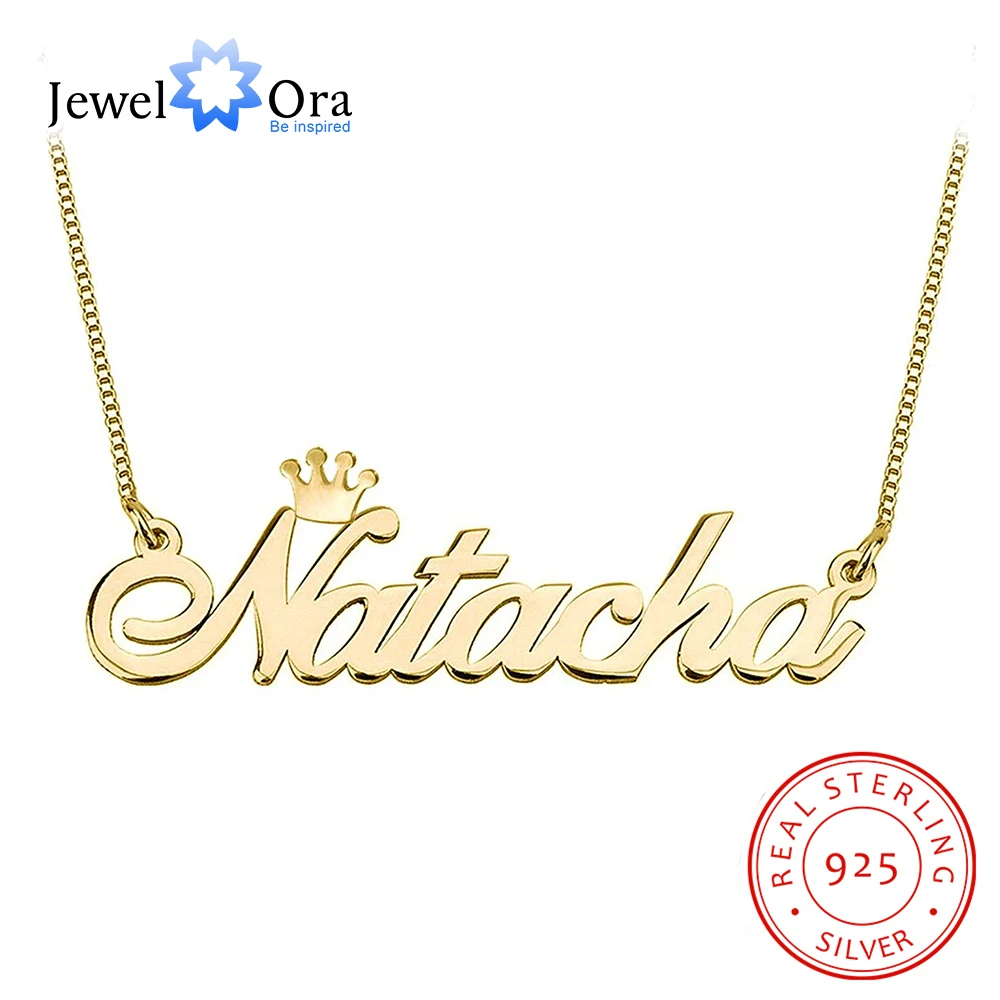 

Серебряное ожерелье с именем JewelOra, персонализированное 925 пробы ожерелье с короной на заказ с любым именем, Изящные Ювелирные изделия, подарок для мамы