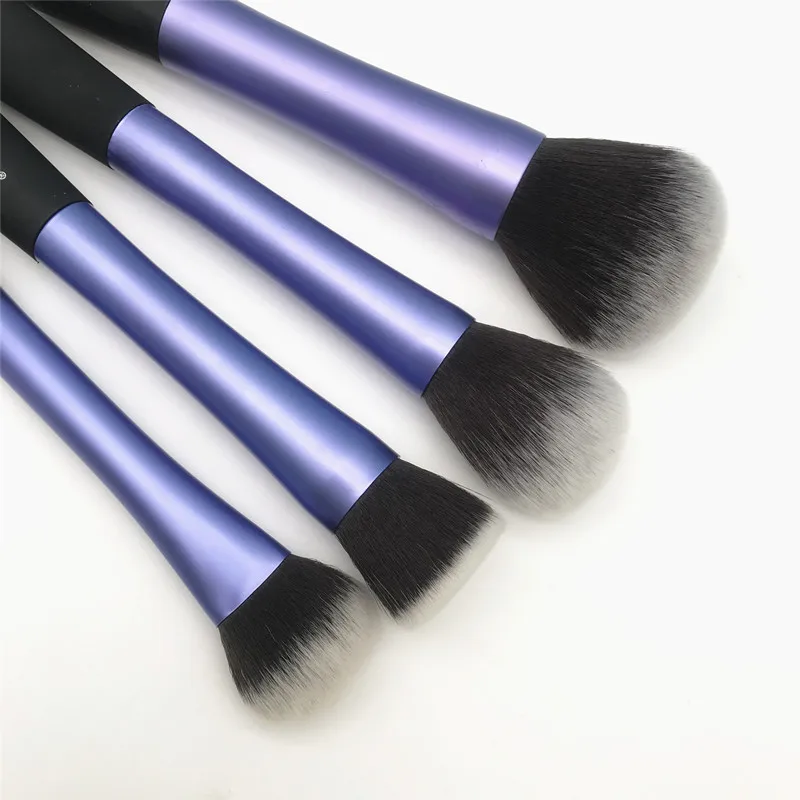 High Quality 4pcs blue Super soft Taklon hair cosmetic brush set for makeup beauty women