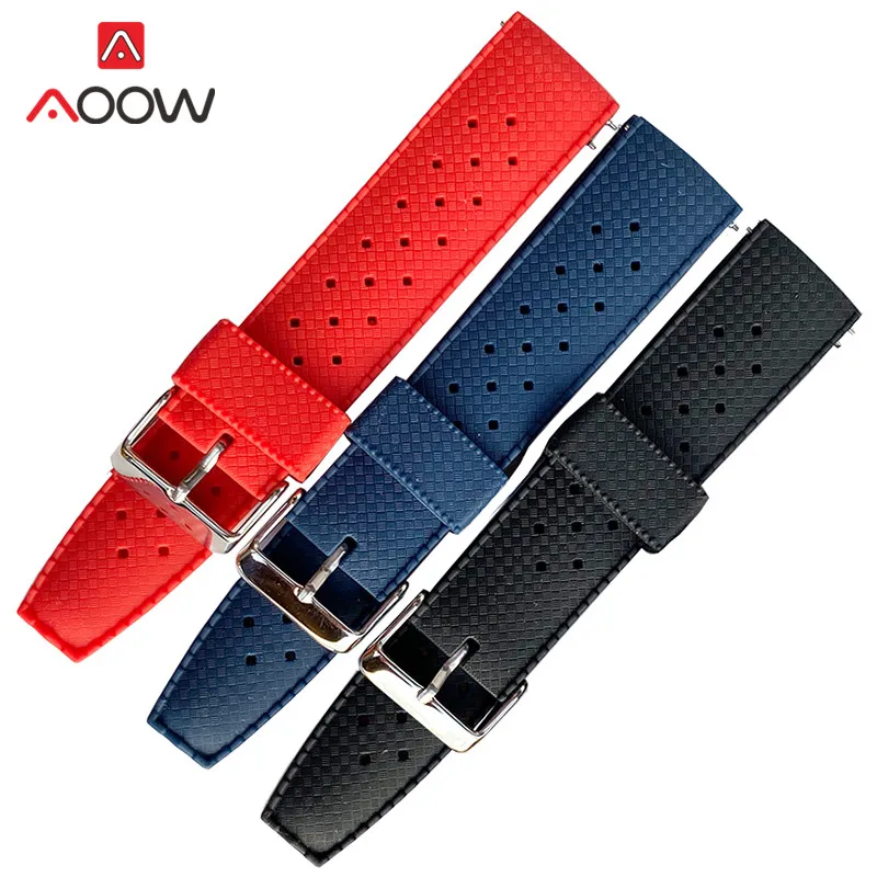 20mm 22mm Tropical Rubber Strap Quick Release Waterproof Diving Soft Silicone Sport Band Men Replacement Bracelet Watchband