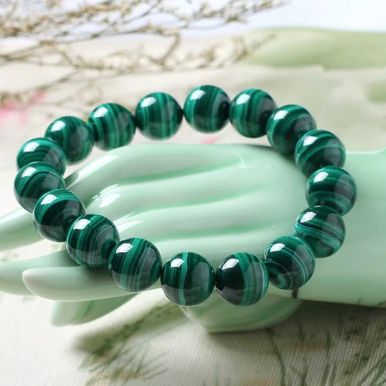 Natural Green Malachite Gemstone Round Beads Bracelet Women Men Malachite Stretch Chrysocolla Jewelry 8mm 10mm 12mm 14mm AAAAA