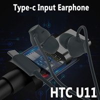 USB Type-C Interface Usonic Denoise Earphones headset With Mic For HTC U11 Black