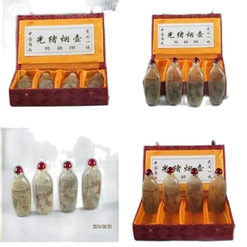 

4PCS RARE CHINESE INSIDE HAND PAINTING GLASS SEXY SNUFF BOTTLE