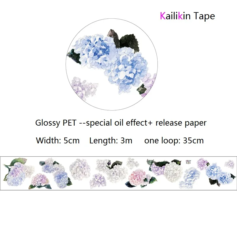 Hydrangea washi tape for DIY decoration flower PET washi tape for scrapbooking Kailikin Tape