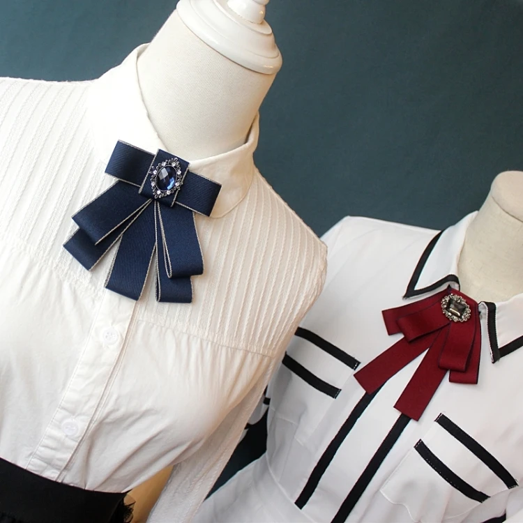 Korean Band Perle Fliege Broschen für Frauen Kristall Strass Krawatte Pins männer Anzug Hemd Collor Kleidung Zubehör – Detail 11