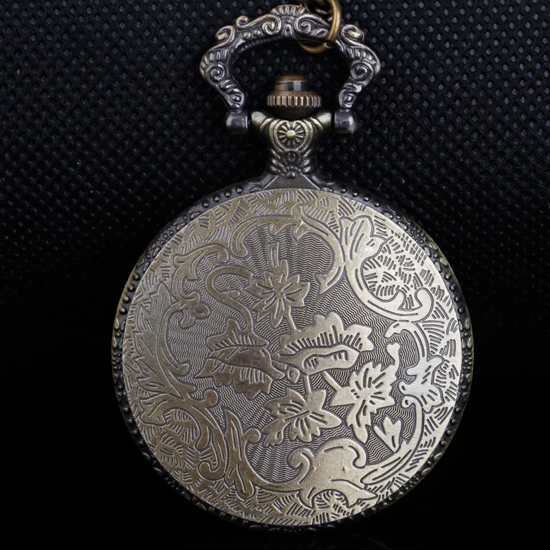 Vintage Chinese Style Dragon Design Quartz Pocket Watch With Necklace Chain Best Gift CF1039