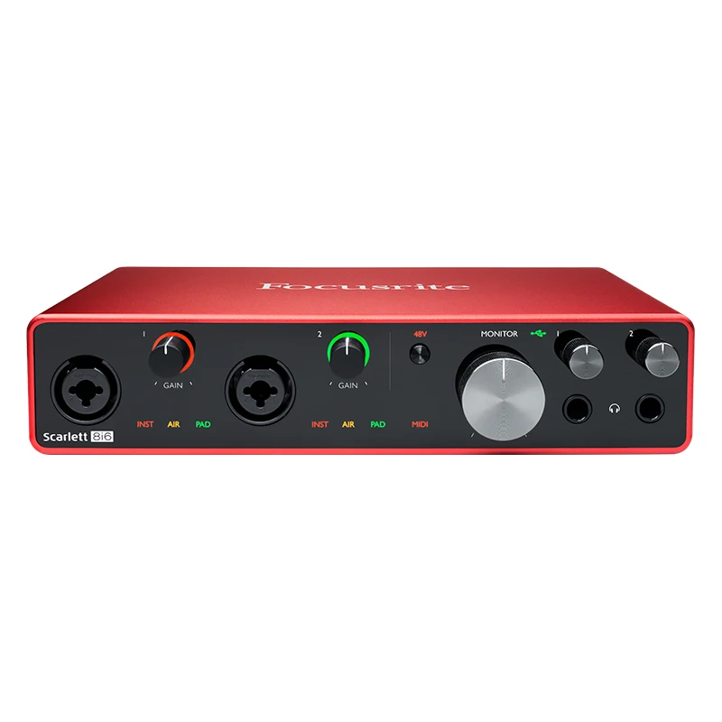 تحديث Focusrite Scarlett 8i6 3rd Gen. 8 in/6 out خارجي USB تسجيل بطاقة الصوت منظم واجهة صوت الغيتار الكهربائي