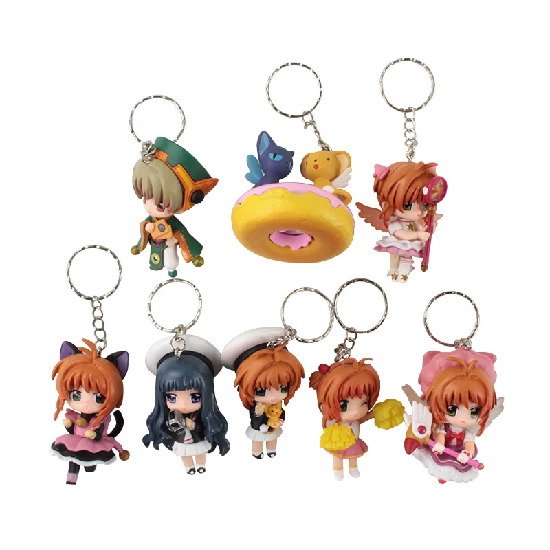 8pcs/set Anime Card Captor Sakura PVC Figures Toys Keychains Kinomoto Sakura Daidouji Tomoyo Li Syaoran Kero