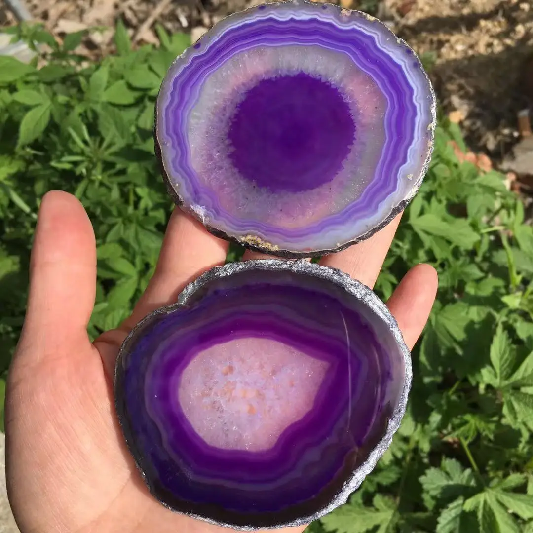 Natural agate slices coaster Polished purple Agate Slice