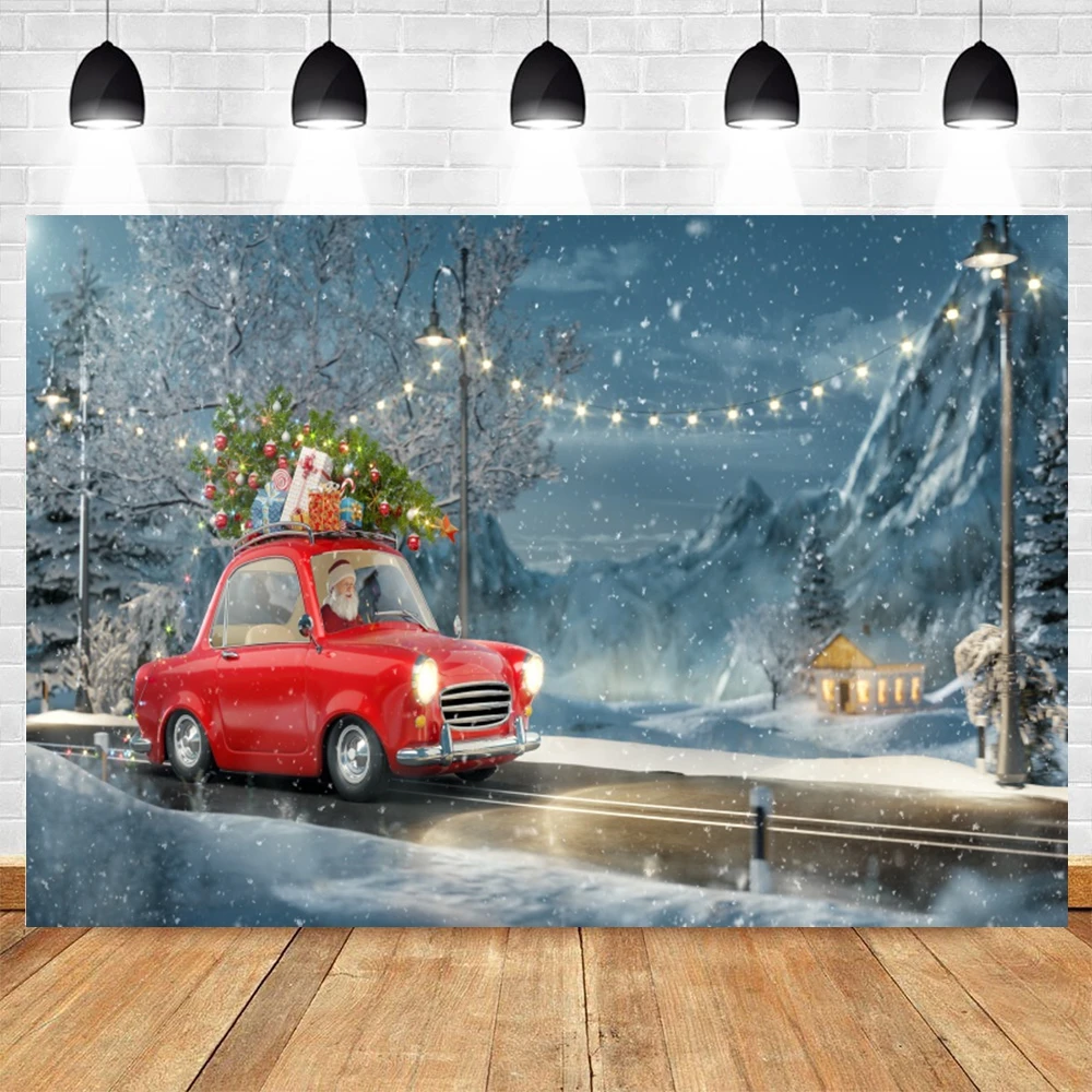 

Yeele Christmas Backdrop Baby Photography Santa Claus Red Car Winter Snow Background Indoor Photocall Photo Studio Photophone