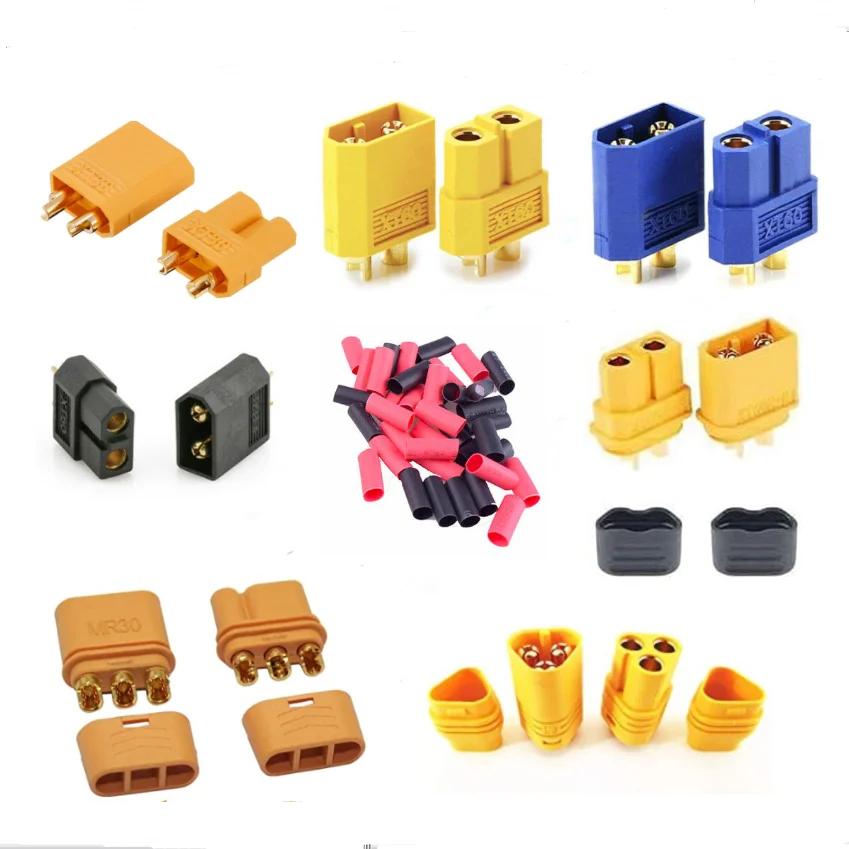 10 Pairs Yellow Blue Black XT30 MR30 XT60 XT60H (XT60 Upgrade) MT60 Bullet Connector Male Female Power Plugs for RC Lipo battery