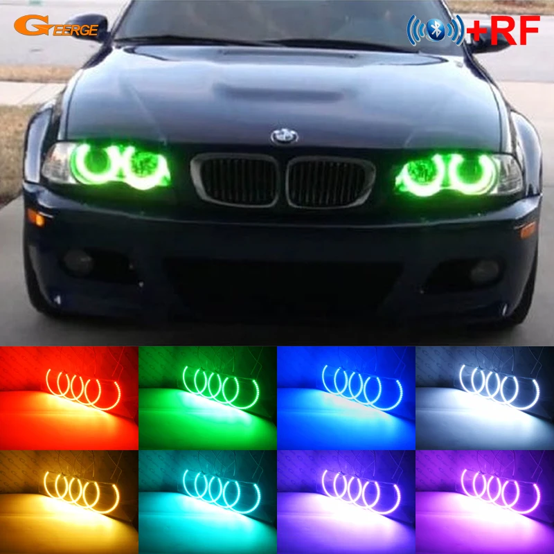 

4 Pcs 131mm For BMW E36 E38 E39 E46 RF Remote Bluetooth-Compatible APP Multi-Color Ultra Bright RGB LED Angel Eyes Halo Ring Kit