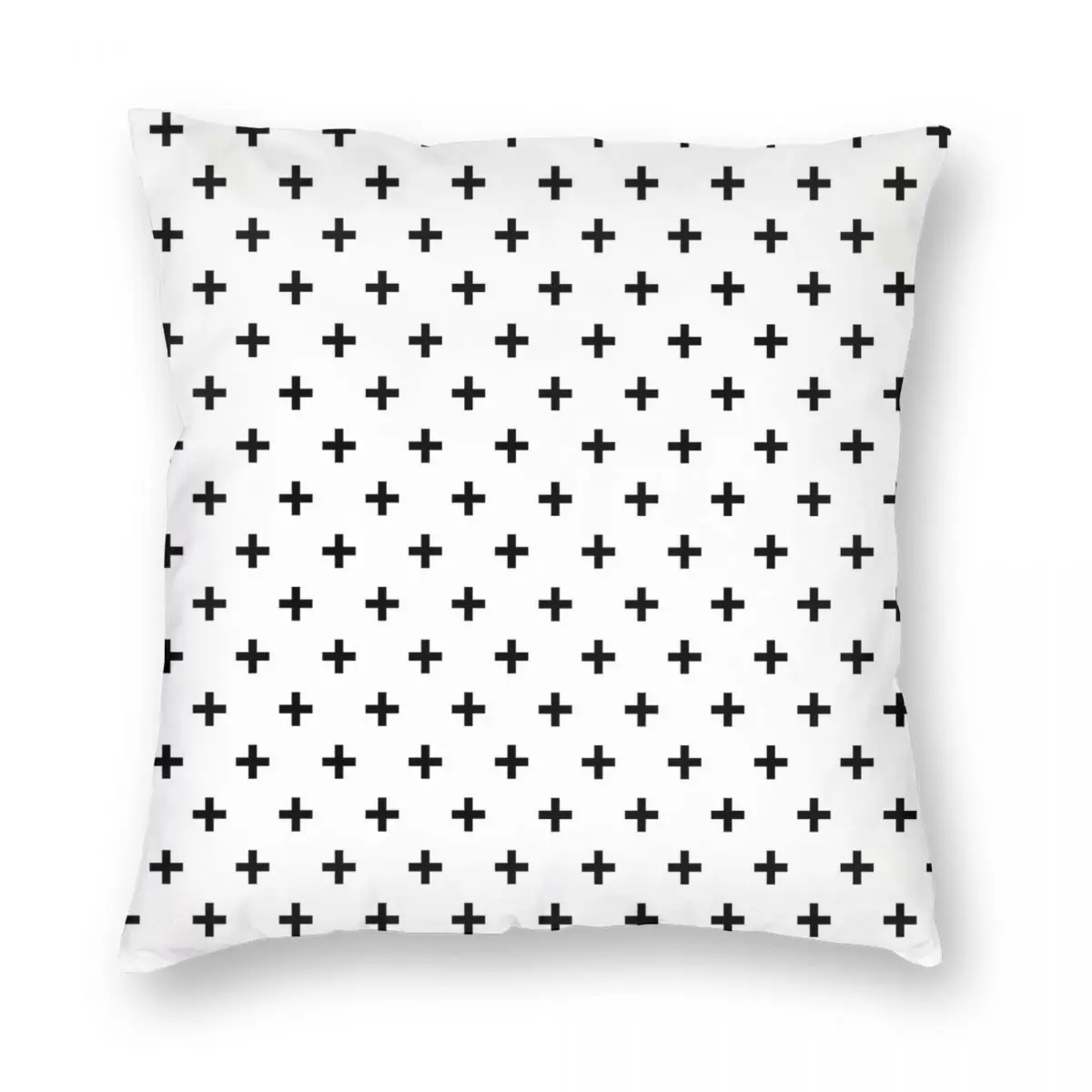 Swiss Cross Black Square Pillowcase Polyester Linen Velvet Printed Zip Decor Car Cushion Cover