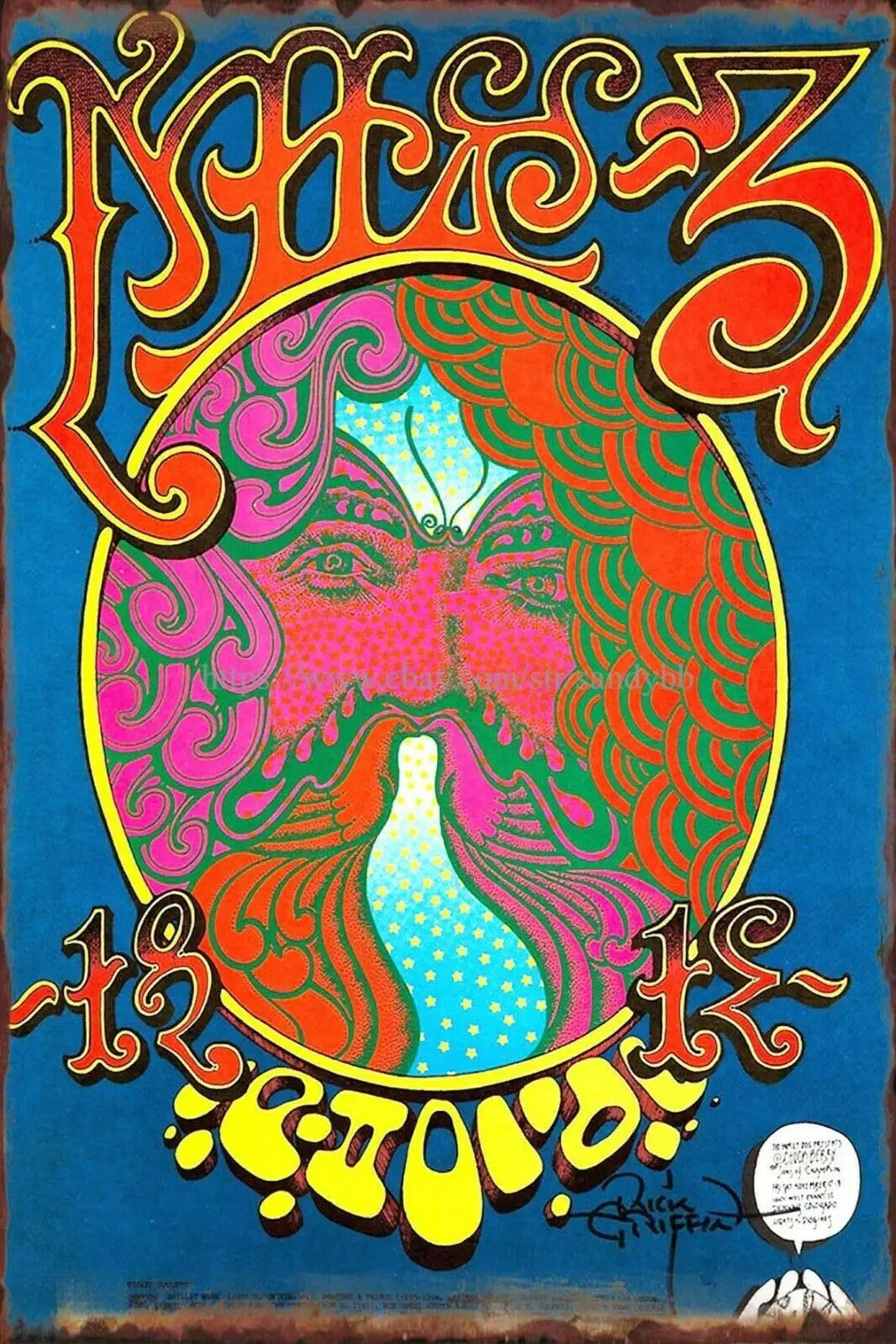 tin Garage Signs Classic Psychedelic Rock Poster 60s Metal  Retro Wall Home Bar Pub Vintage Cafe Decor, 8x12 Inch