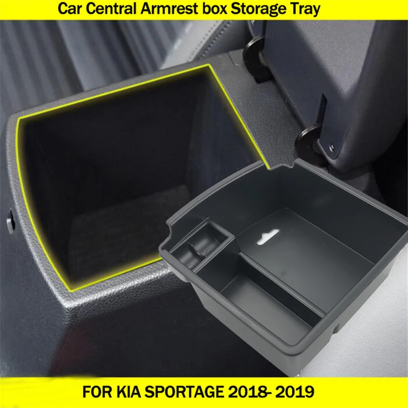 Central Storage Box For Kia Sportage AT DRIVE 2016 2017 2018 Center Console Organizer Armrest Arm Rest Bin Glove Tray Cup Holder