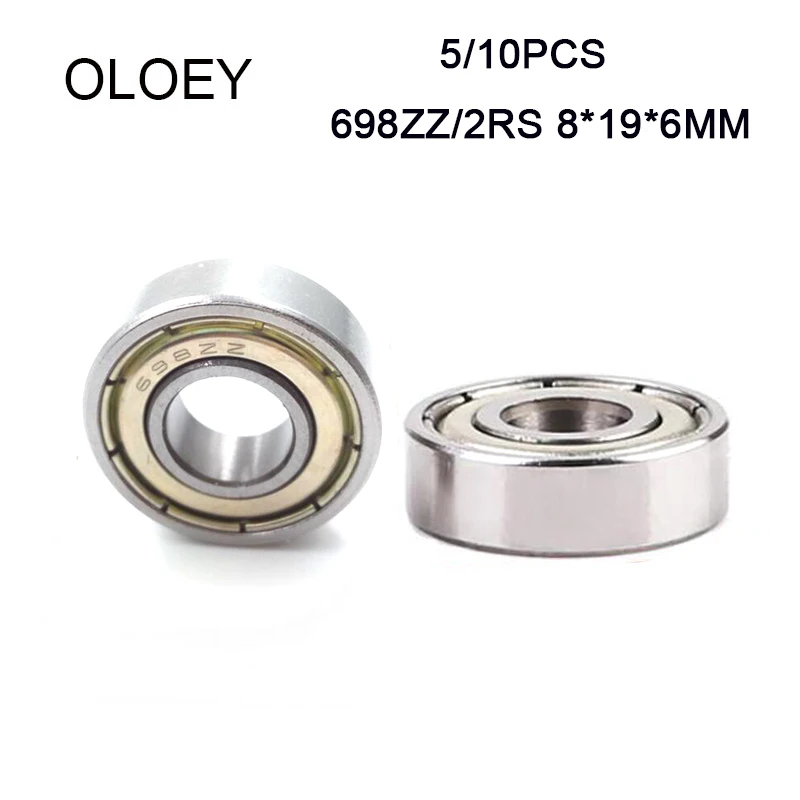 698ZZ 2RS 5/10PCS 8x19x6mm Mini Bearing Metal Sealed Miniature Ball Bearings With Corrosion Resistance And High Quality