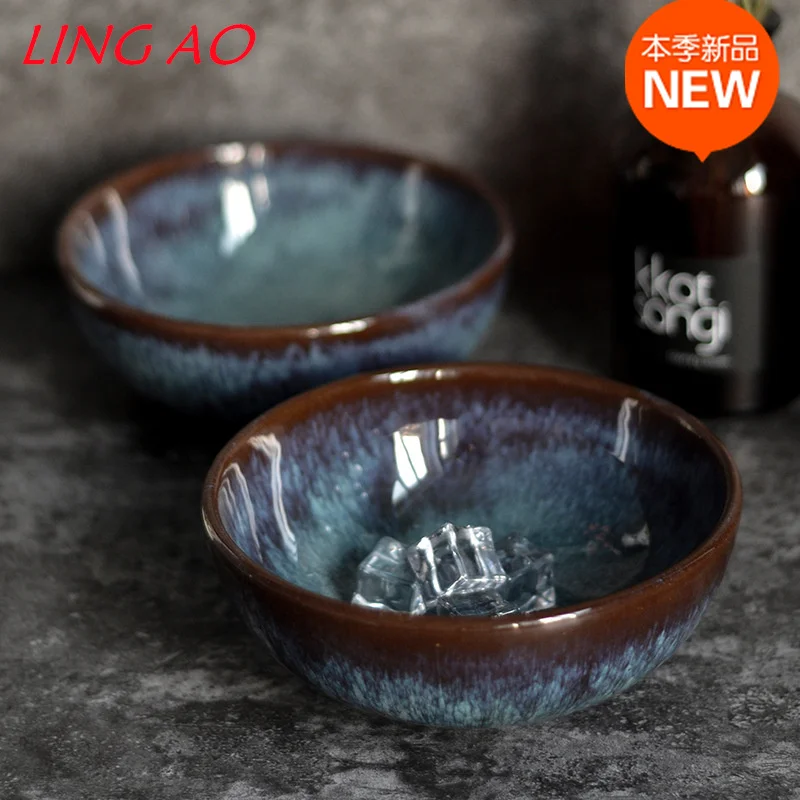 LingAo-Nordic Peacock Glaze Ceramic Bowl, Household Tableware, Retro, Creative, Home