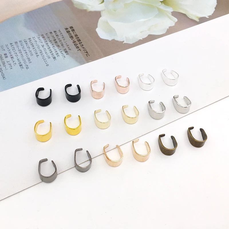 50pcs 6x9mm 9 Colors Pinch Bail Clasps Necklace Hooks Clips Connector Accessories for DIY Bracelets Earrings Jewelry Making