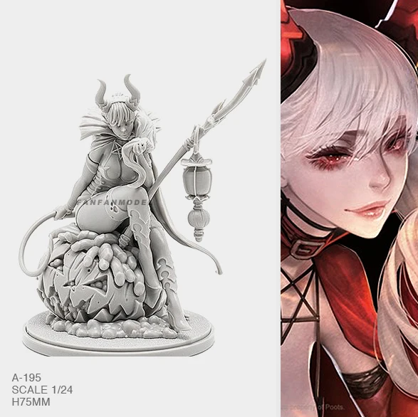 

1/24 Resin Figure Kits Witch Beauty Model Self-assembled A-195