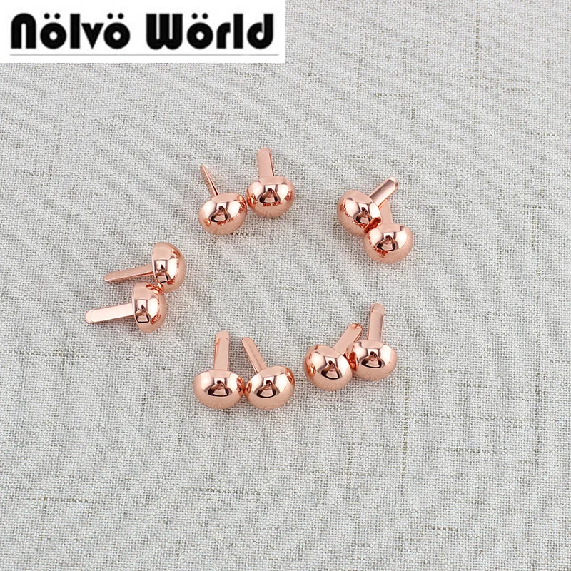 50pcs 12mm Rose Gold Round Hat brads,Craft Wallet Nail Mushroom Rivets ,Bags hats shoes belts embellishments studs,rose gold