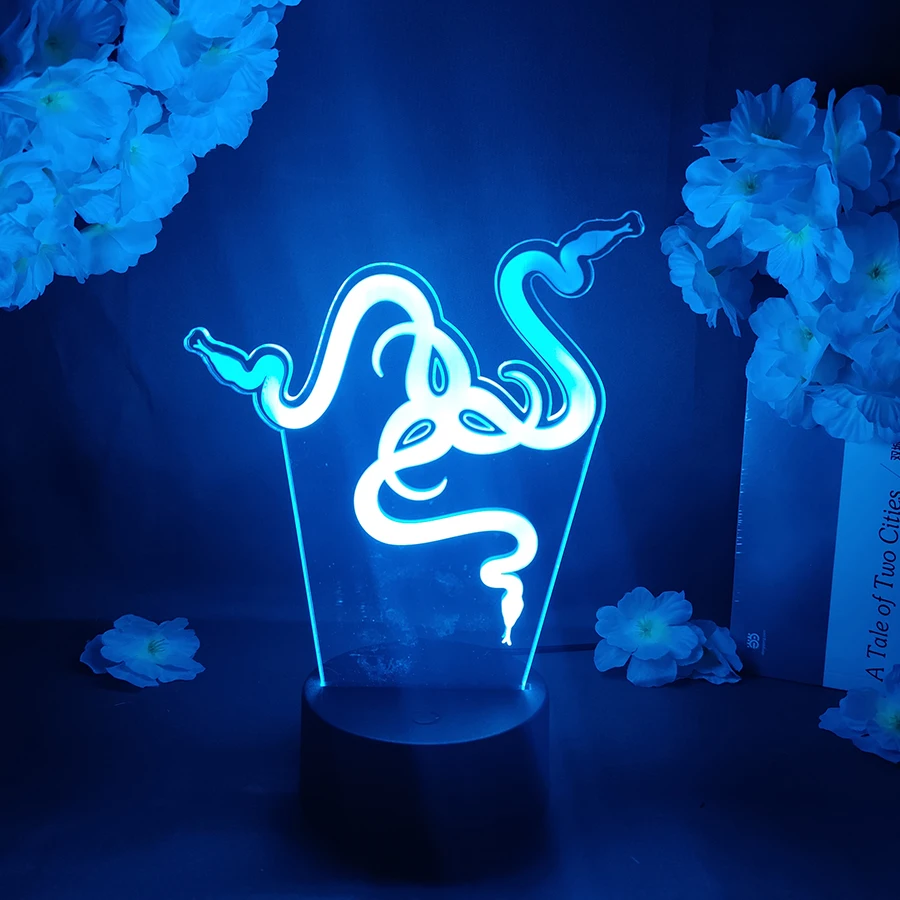 3D LED Light Hot Game Razer Acrylic Illusion Night Lamp RGB Flashing Cool Gift Desktop Setup Computer Backlight Room Decoration