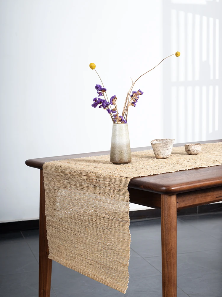 Handmade summer cloth ramie table runner new Chinese Zen tea art tea table linen Japanese coffee table table runner