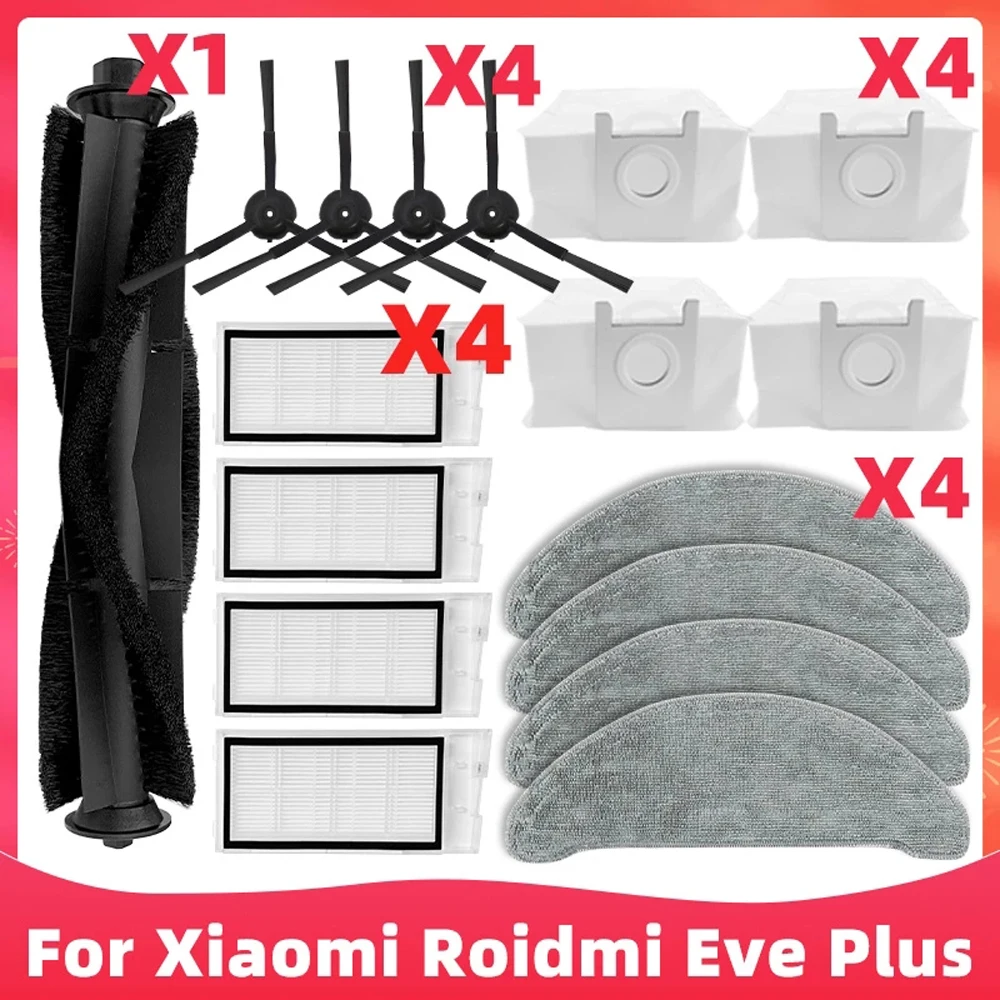 

For Xiaomi Roidmi Vacuum Cleaner Eve Plus SDJ01RM Main Brush Side Brush Hepa Filter Rag Mop Dust Bag Vacuum Cleaner Spare Parts