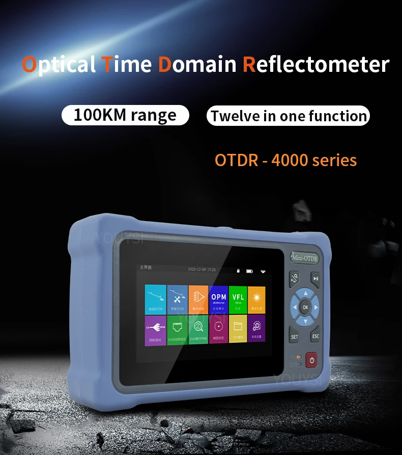 Imagem -05 - Mini Otdr 1310 1550nm 26 24db Fibra Óptica Reflectômetro Touch Screen Vfl Ols Opm Evento Mapa Ethernet Cabo Tester