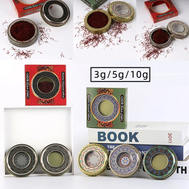 1PC Exquisite Saffron Tin Box For 5g Or 10g Saffron Packing Box Tin Box With Pvc Window Small Objects Storage Box