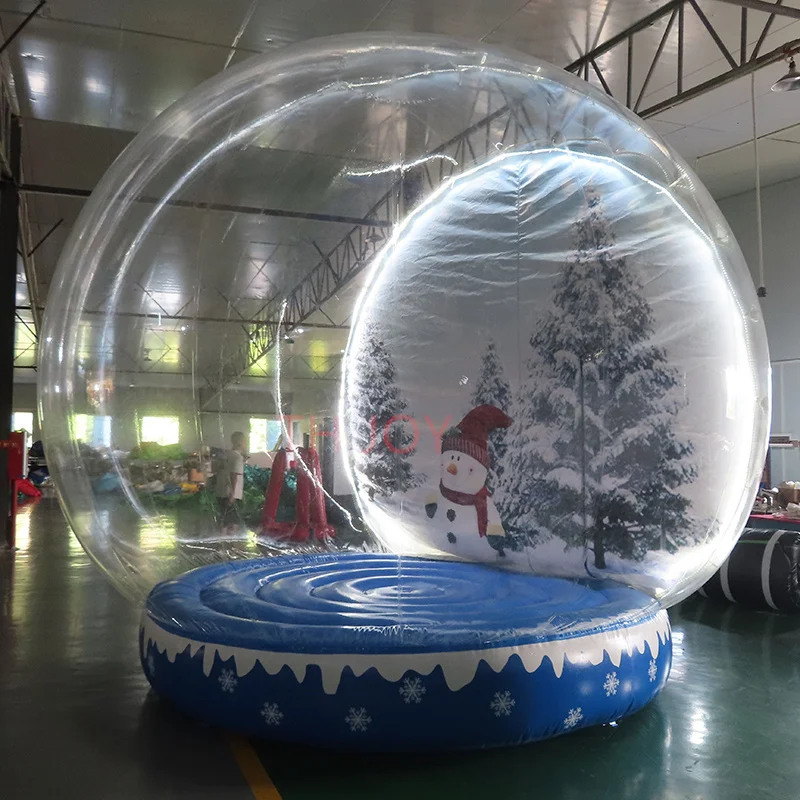 fast air ship to door,4m 13ft  giant inflatable Christmas snow globe with light, clear snow dome tent photo booth for Christmas