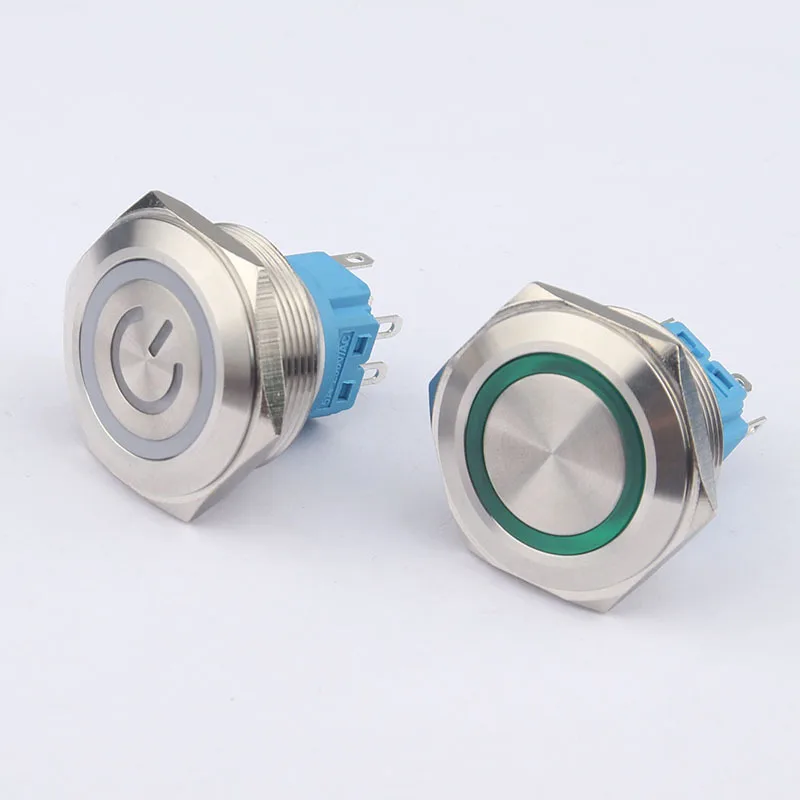 28mm Metal Push Button Switch Waterproof Latching Momentary Doorebll Horn LED Car Auto Engine Start PC Power Symbol with light