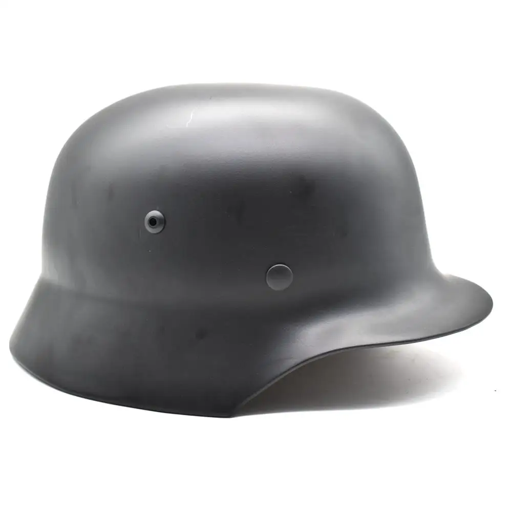 Classic WW2 German Elite Wh Army M35 M1935 Steel Helmet Replica Stahlhelm with Leather Liner & Leather Chin Strap(BK Tan Green)