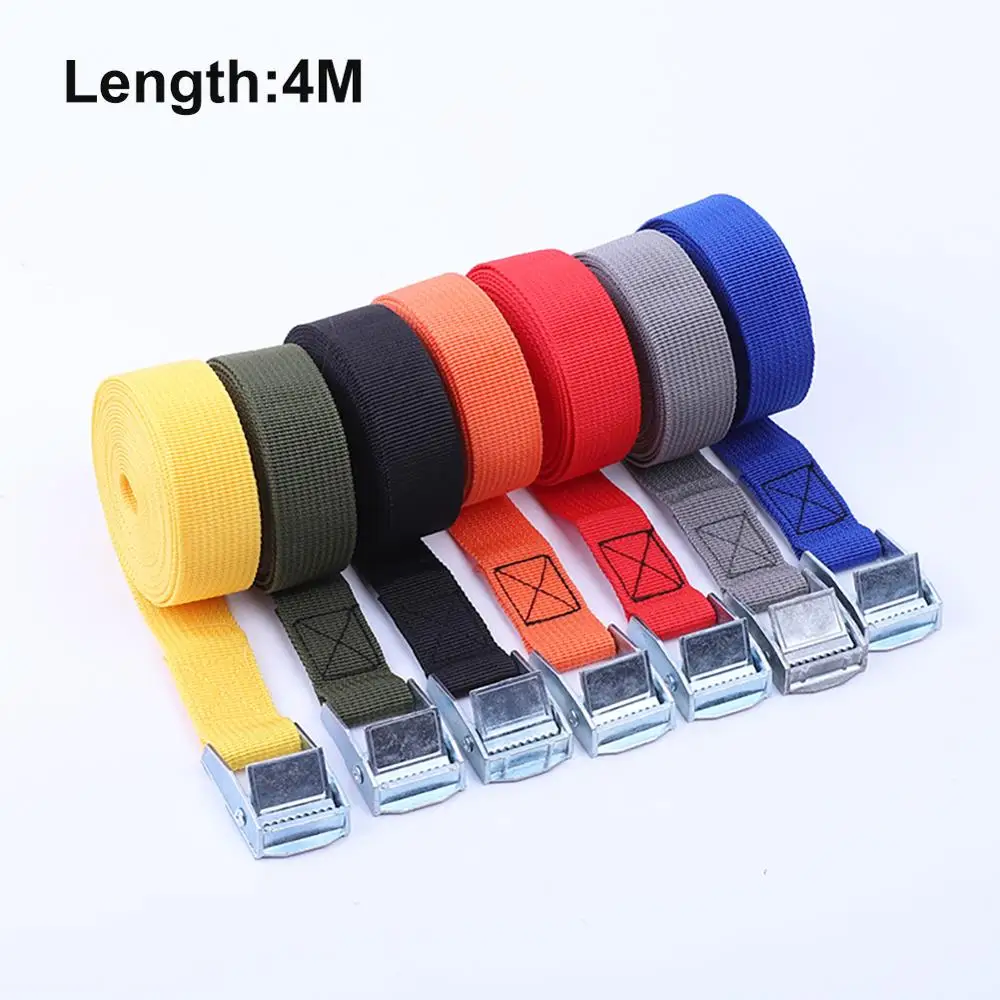 4m Car Tension Rope Tie Down Strap Strong Belt Luggage Bag Cargo Lashing Padded Cam Lock Buckle Cargo Rack Belt