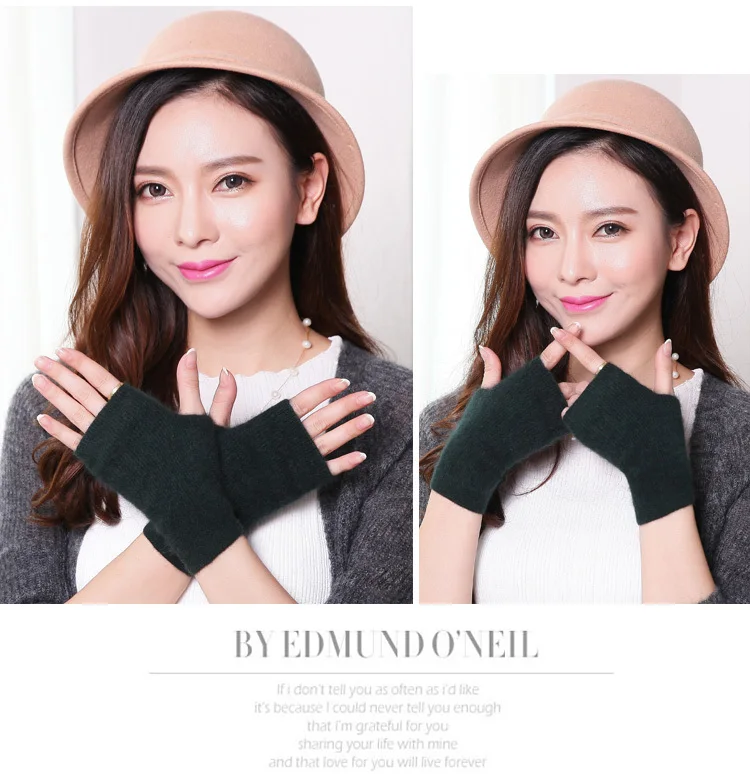 Nerz Kaschmir Herbst Winter Frauen Handschuhe Fingerlose Warme Waschbär Wolle Handschuh Handgelenk Länge Daumen Loch Handschuhe Koreanische Weibliche Schöne – Detail 27