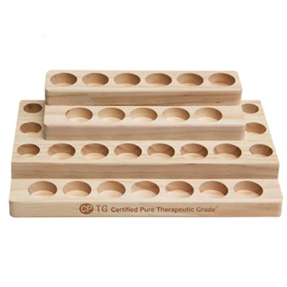 Essential Oil Storage Rack 30-Hole Stepped 4-Layer Wooden Shelf Storage Rack Nail Polish Essential Oil Storage Box Handy