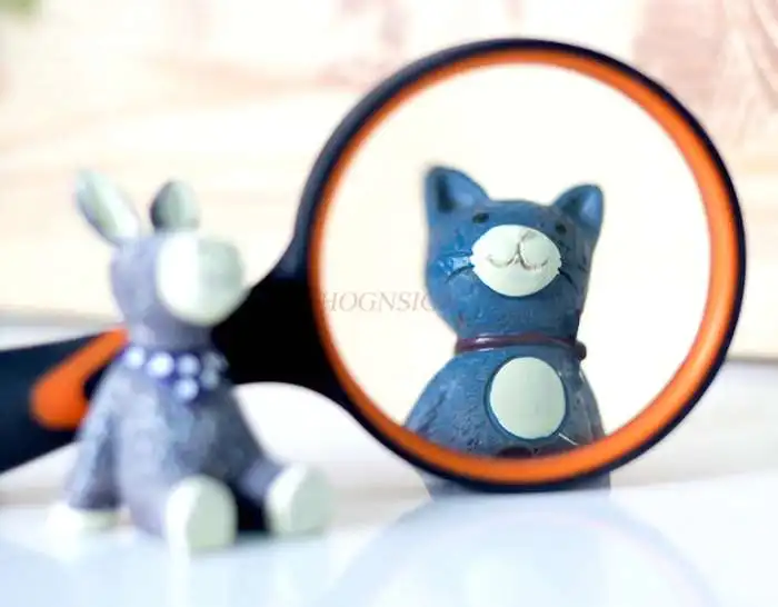 

10 times students read books, newspapers, observe portable plants, elderly people hold magnifying glasses to read