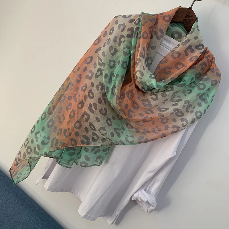 2019 New Soft Gradient Leopard Scarves Shawls Wrap Women Voile Scarf Hijab 6 Color Free Shipping