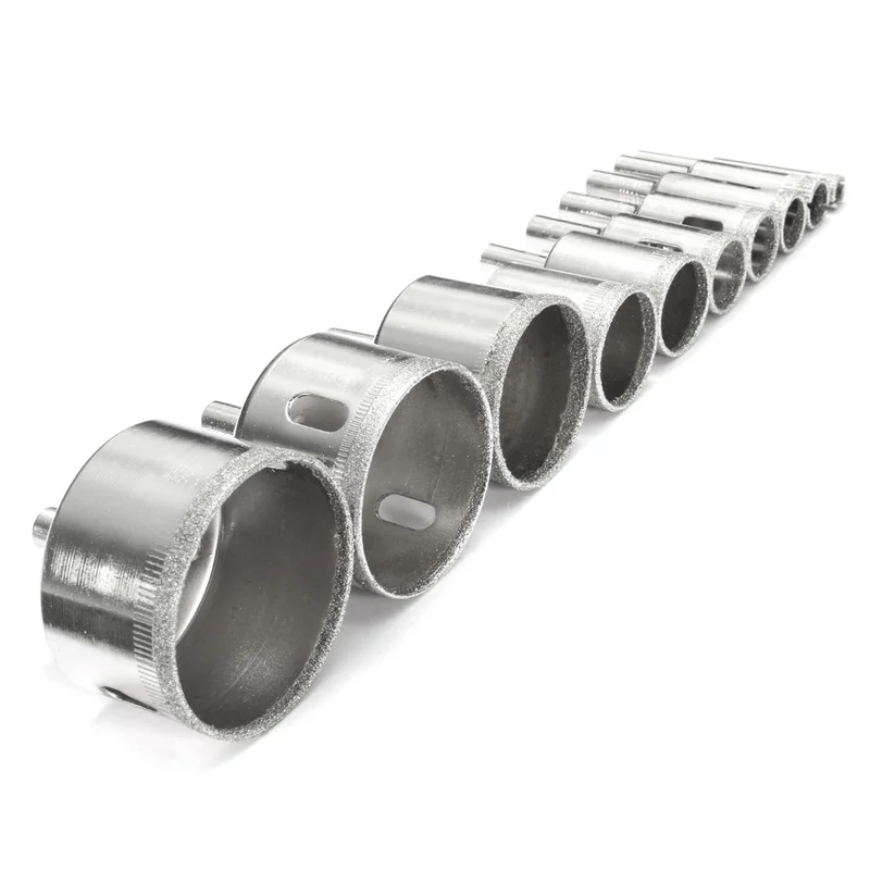 10pcs Diamond Hole SAW ชุดกระเบื้องเซรามิคแก้วพอร์ซเลนหินอ่อน 8 มม.-50 มม.เจาะ