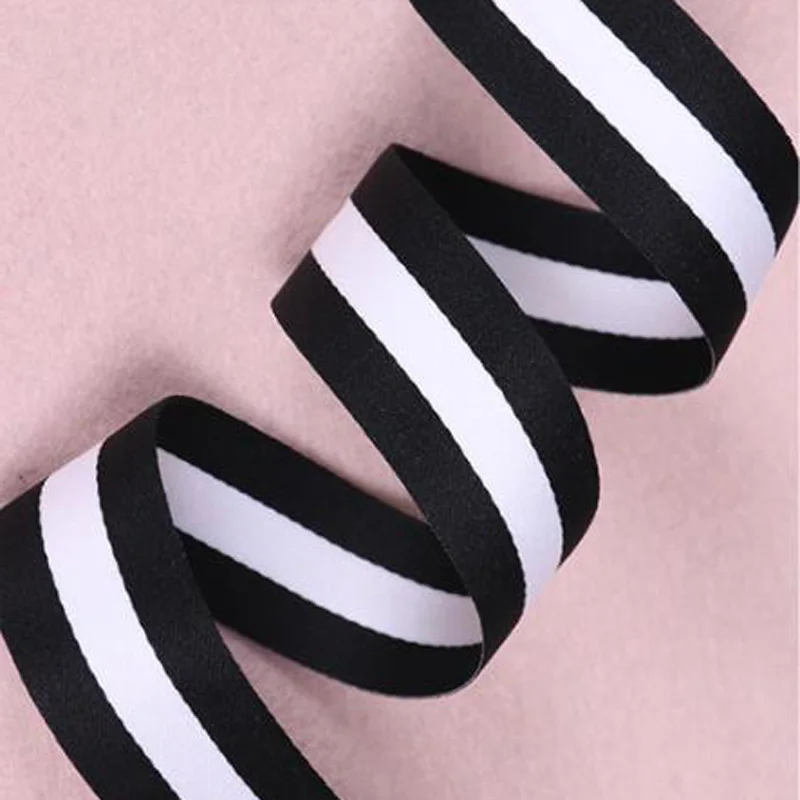 1M Width 10mm-40mm Black White Stripes Ribbon Webbing Handwork bow material gift wrap Sewing Fabric Accessories bias tape ruban